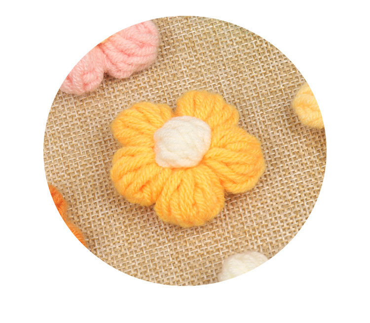 现货手勾针织泡芙花五瓣花DIY毛线花朵发夹胸花装饰服装辅料配件详情11