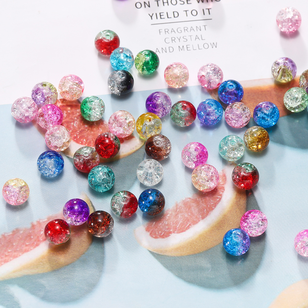 10mm ice-cracked glass beads, round beads, loose beads, diy handcrafted bracelet, beaded jewelry accessories, bracelet accessories pic 9
