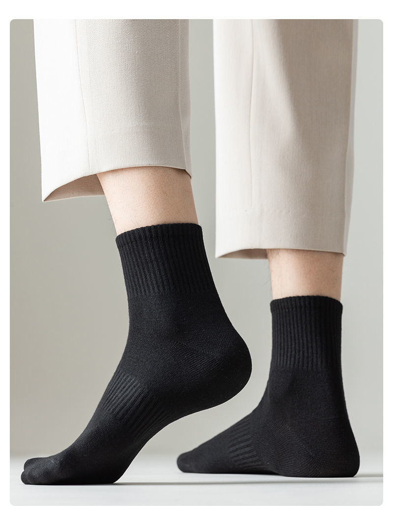 白色袜子男夏季女士中筒袜 纯色船袜运动束腰篮球袜 纯棉男袜批发详情19