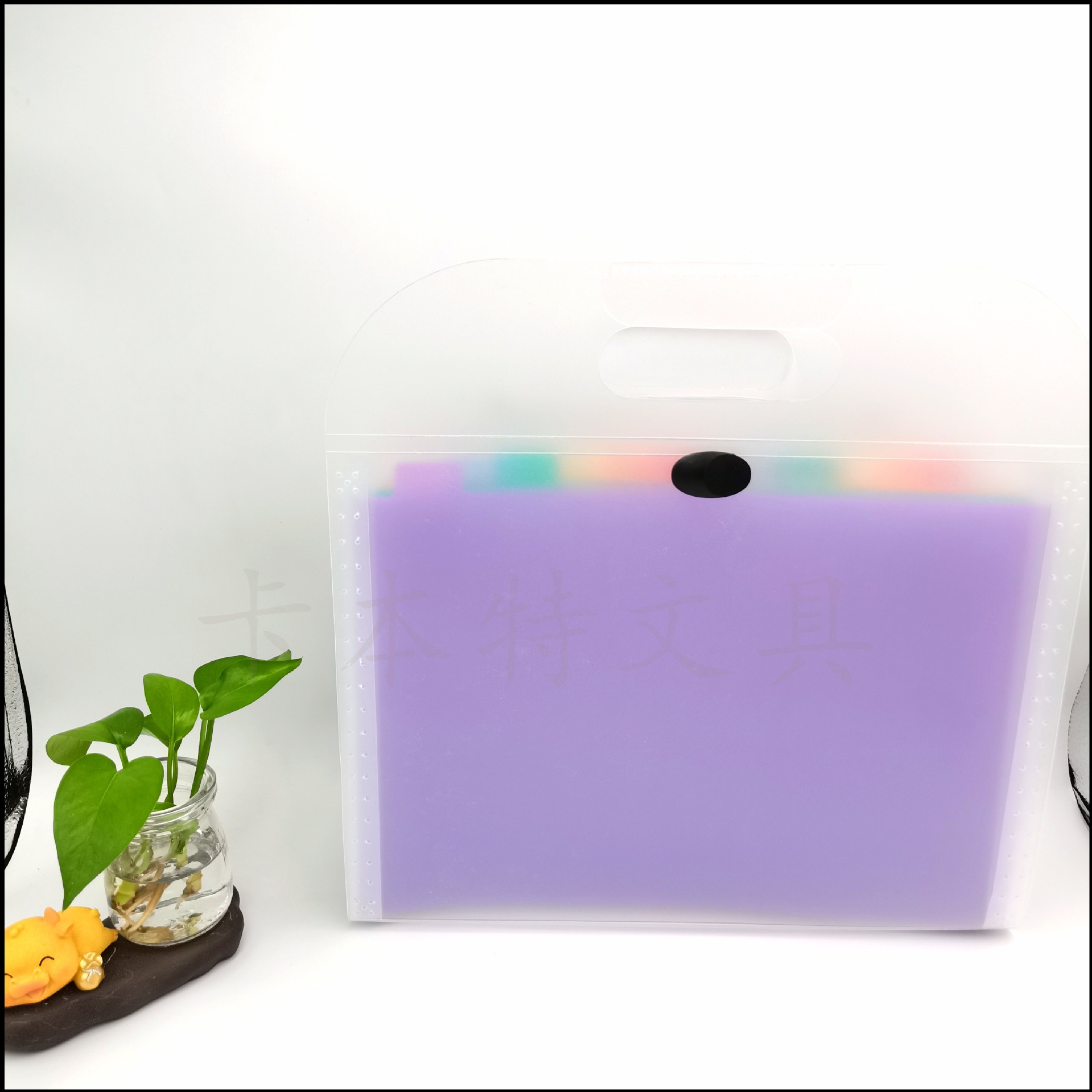 Frosted transparent horizontal organ bag, 13 layers, A4 ticket bag, document bag, binding strap, vertical document storage bag, folder pic 3