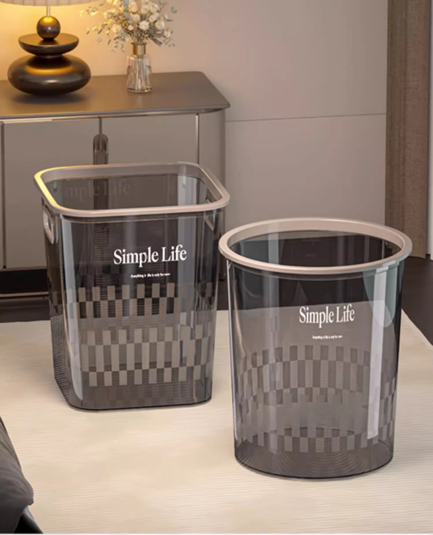 Wholesale of large-sized plastic trash cans for environmental sanitation toilets, outdoor tabletop classification, uncovered, transparent household trash cans for hotel kitchens pic 24