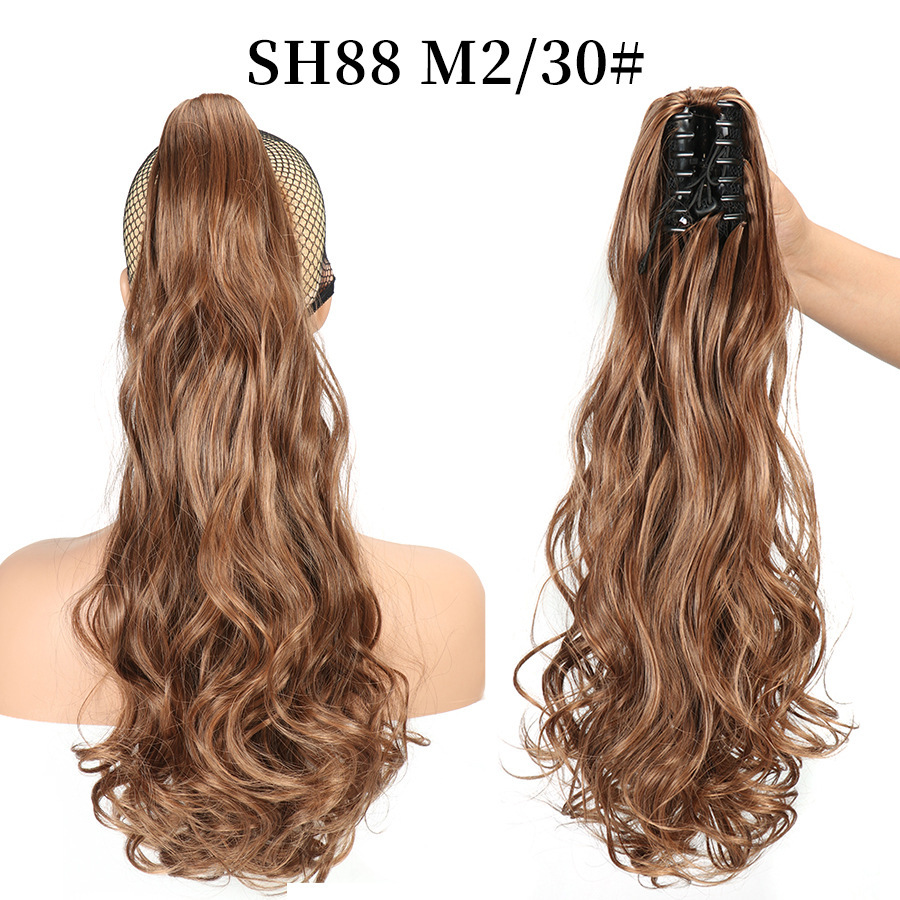 European and American style claw clip long curly hair, tiger mouth claw clip ponytail simulation wig, fluffy and natural ponytail pic 42