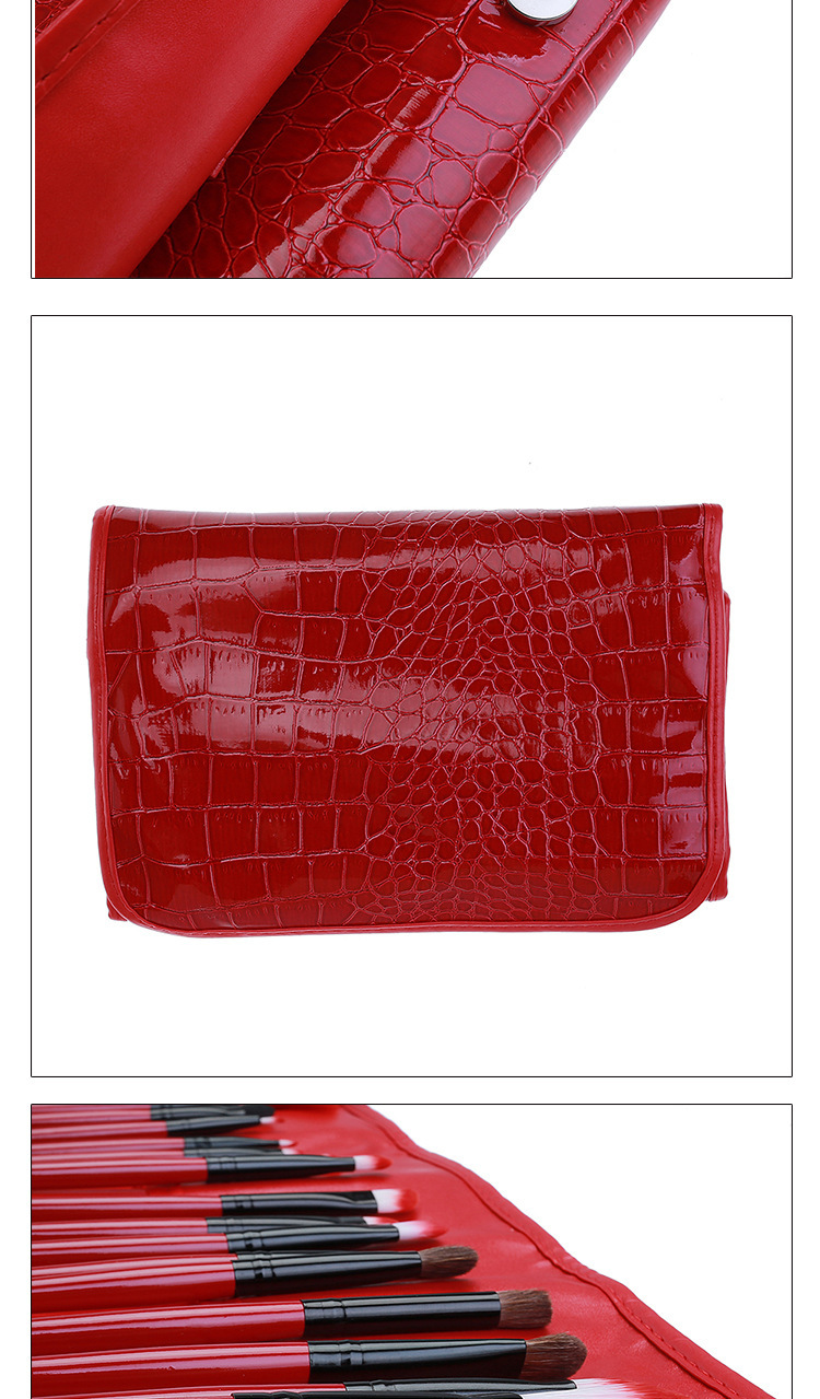 Factory direct sales of 24 animal hair makeup brushes, stone pattern makeup sets, crocodile pattern portable bags, shanilak pic 6