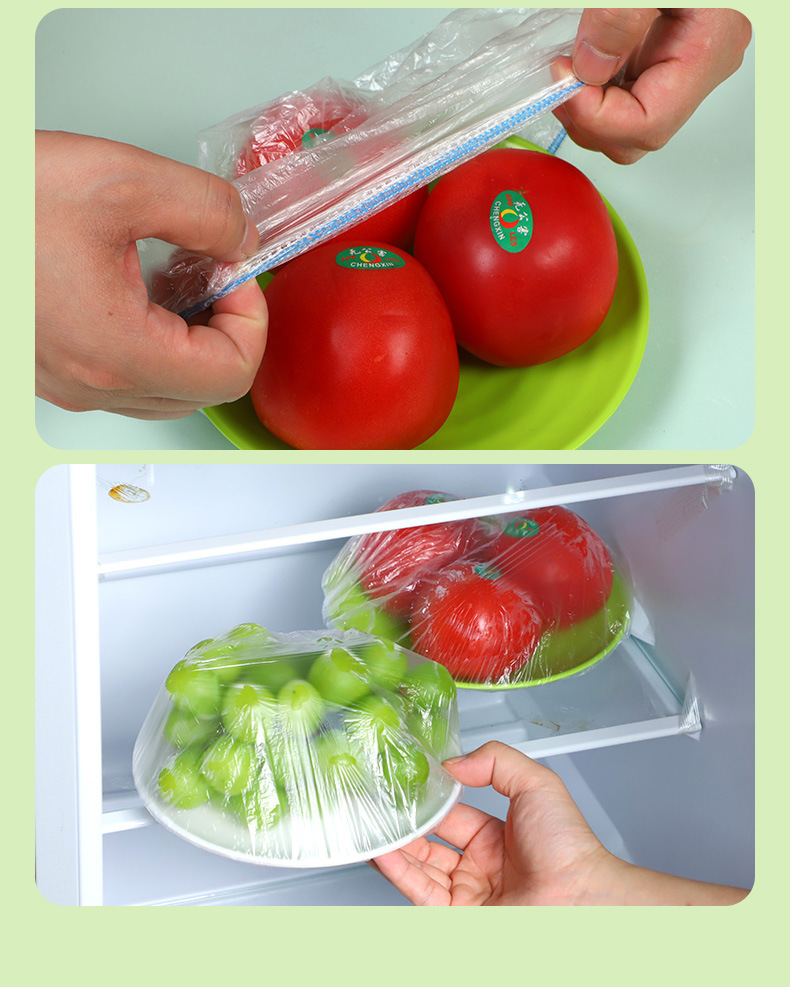 Colored cling film cover, pe household cling film, thickened disposable cling film bag, dust-proof film, leftover food bowl cover pic 14
