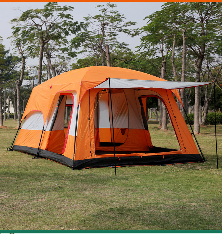 Outdoor two-bedroom, one-living-room tent for 4, 8, 10 people, multi-person camping, thickened casual camping, portable double-layer large tent pic 3