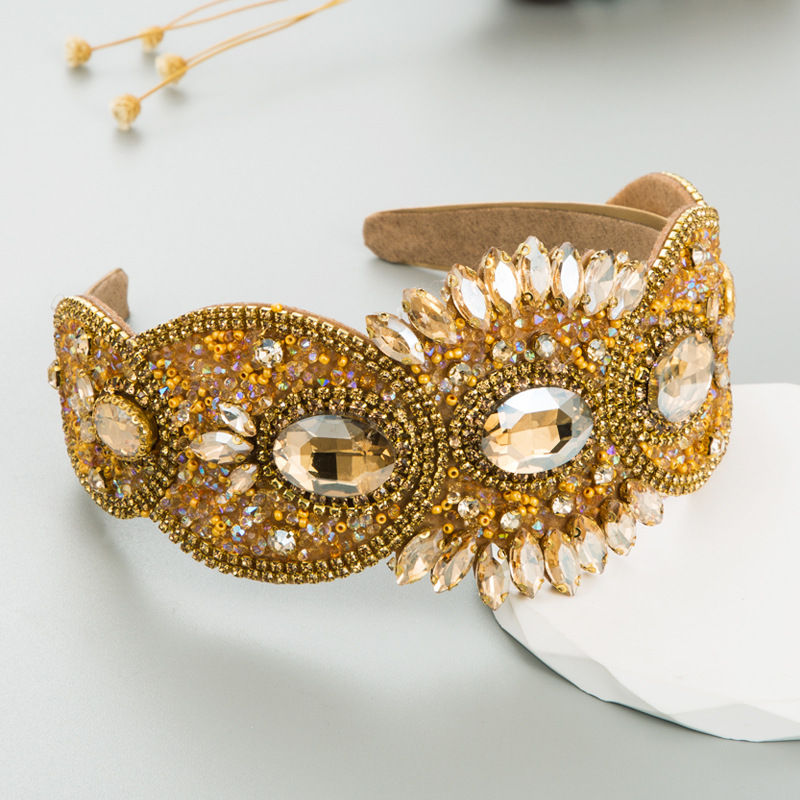 French retro, light luxury, heavy craftsmanship hair bands, high-end feel, rhinestone wide headbands, elegant hair accessories for balls, wholesale and export pic 32