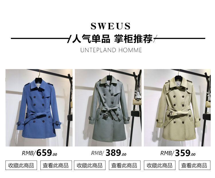 赫本风裙摆风衣收腰千鸟格女式中长款外套大衣年新款详情2