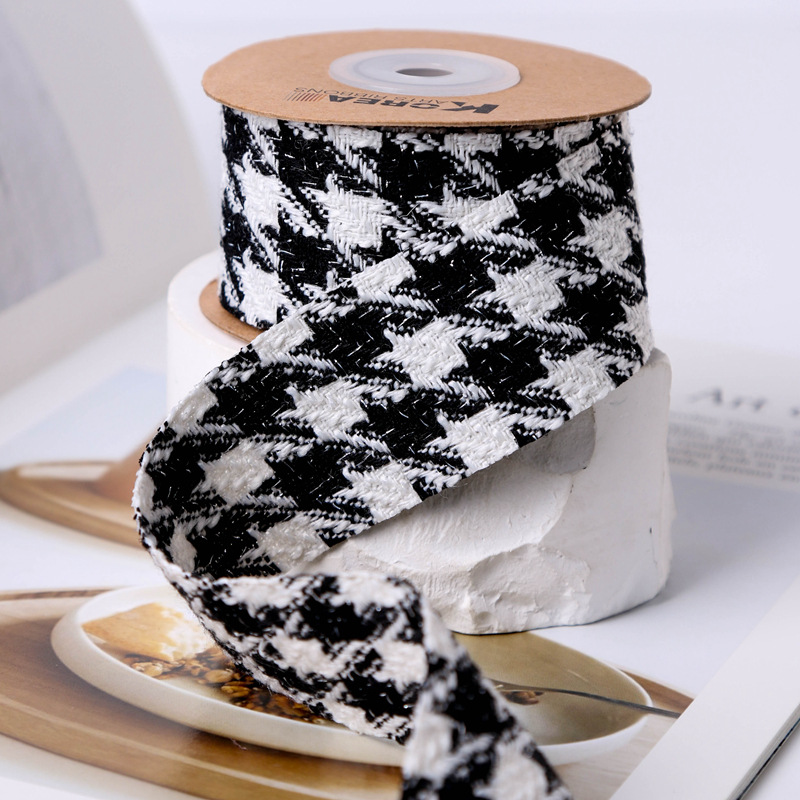 Autumn and winter collection: Gold and silver scallion large check linen woven tape, DIY bow hair accessory, flower gift packaging, clothes and accessories pic 18