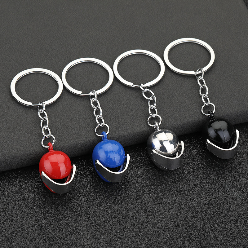 Cross-border creative motorcycle helmet keychain metal pendant souvenir 3D mini safety helmet keychain gift pic 1
