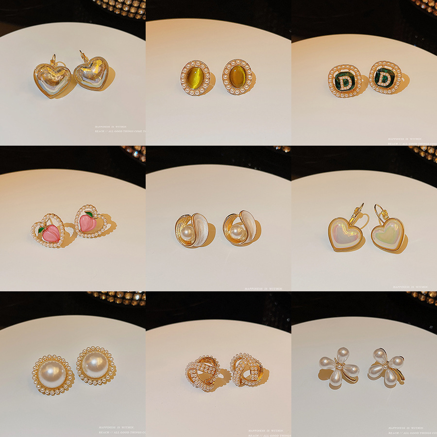 925银针法式复古爱心珍珠耳环女气质高级感ins风耳钉网红耳饰批发详情6