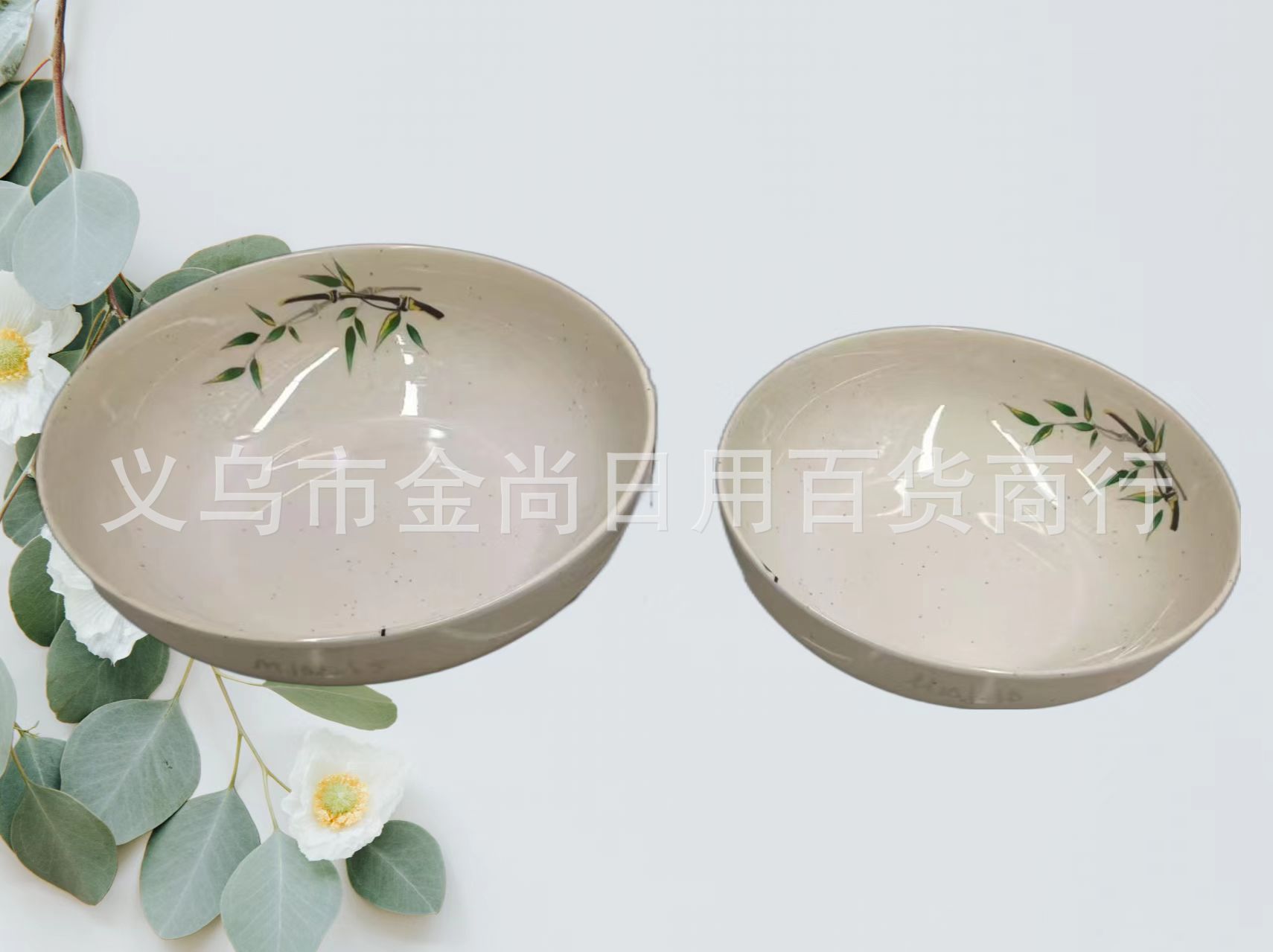 Creative and durable lucky bamboo melamine rice bowl, golden bamboo imitation porcelain reverse mouth bowl, restaurant sweet soup shop sweet soup bowl pic 1