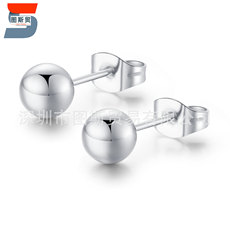 厂家钛钢时尚圆形锆石细针耳钉不锈钢电镀镶钻四爪双钻锆石耳环详情7