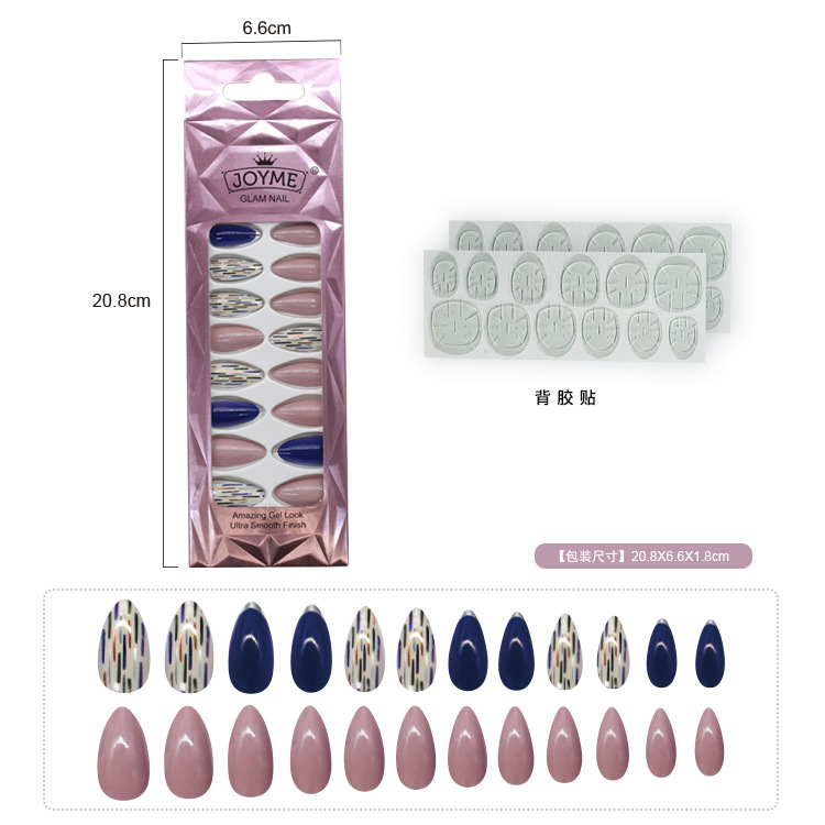 Long pointed false nails, wearable nail pads, finished nail pads, teardrop almond nail pads, nail patches, cross-border from Europe and America, 24 pieces pic 6