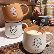 Cute ceramic cups, ins couple mugs, high appearance level, household breakfast cups, coffee cups, souvenirs, water cups wholesale pic 1