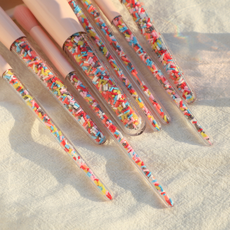 A set of 8 candy-colored makeup brushes, transparent plastic-handled eyeshadow brushes and honey powder brushes with high appearance standards and fashion pic 9