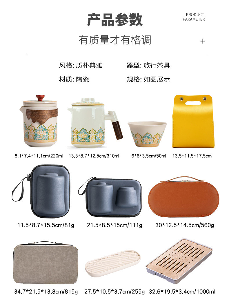 Travel Kung Fu tea set, portable storage bag, outdoor business trip camping, quick guest cup, teapot and tea drinking equipment pic 2
