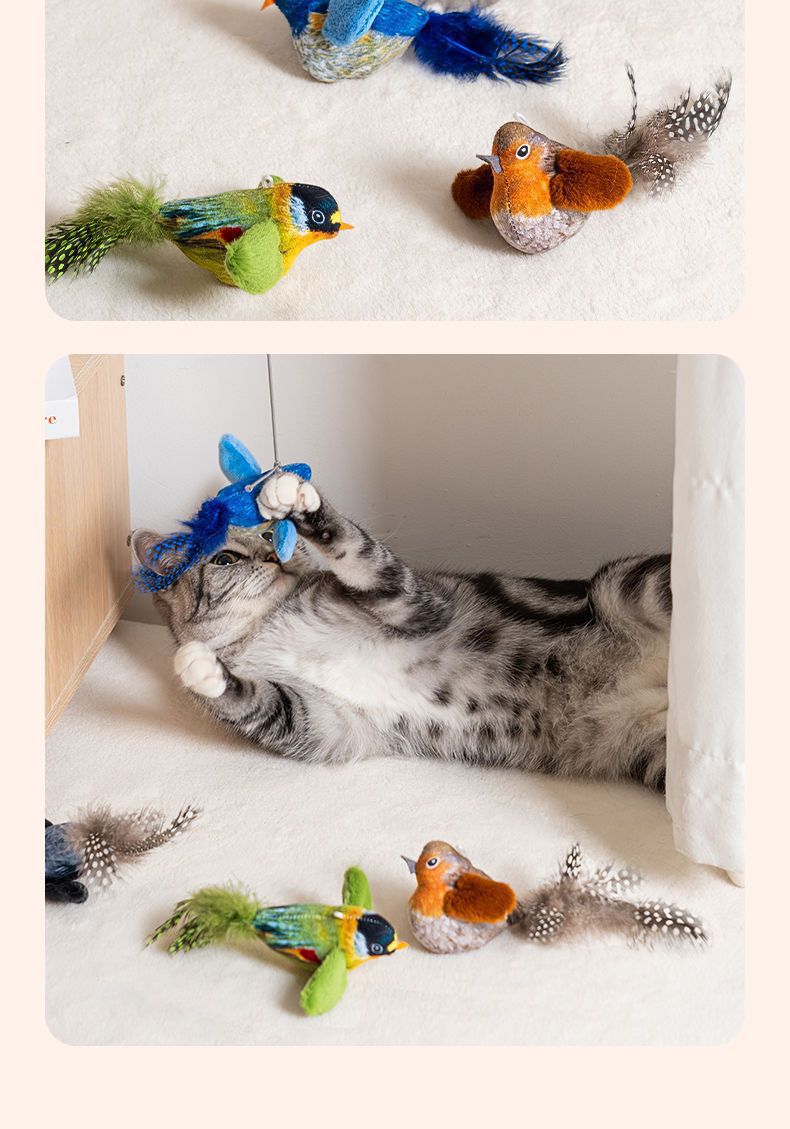 Cross-border simulation bird and cat toys, pet hanging sound-making toys, self-entertainment and boredom pet magic tools, pet supplies pic 8