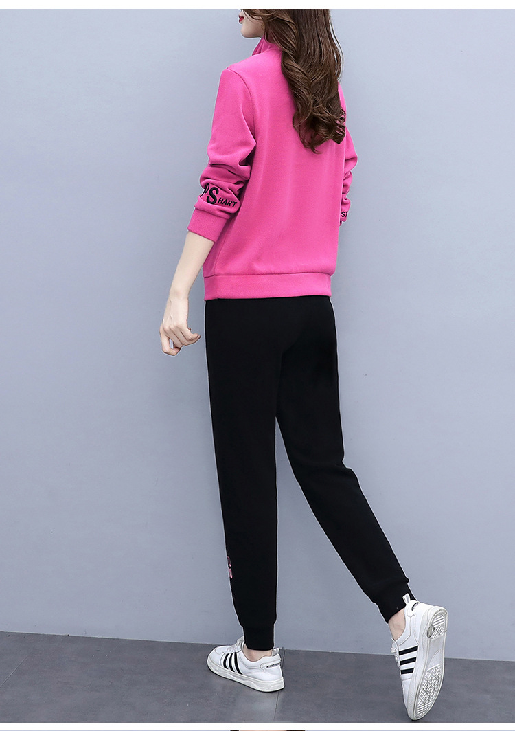 运动套装女春秋2023新款时尚立领长袖休闲跑步服女装卫衣两件套潮详情20