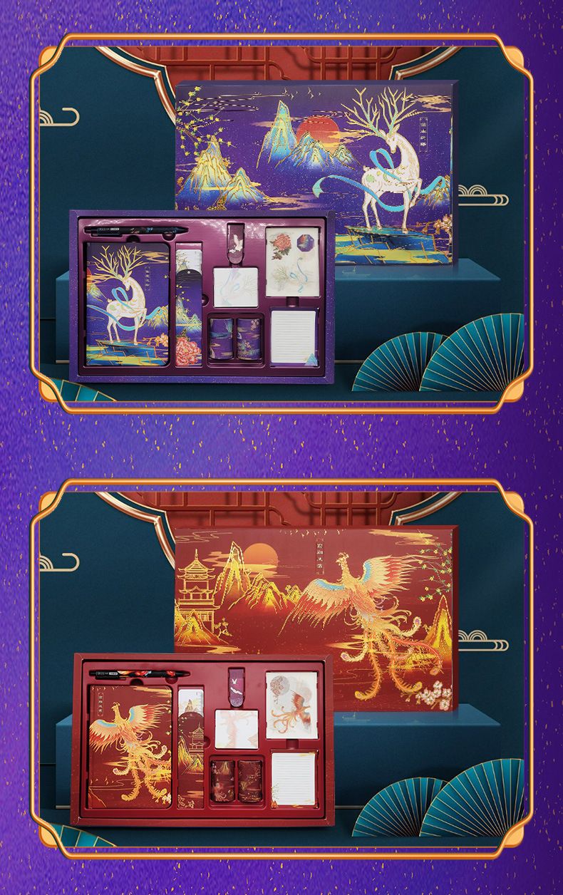 Hand-held journal Chinese-style gift box stationery set, primary school hand-held journal large and small gift packs, birthday gifts, exquisite notebooks pic 8