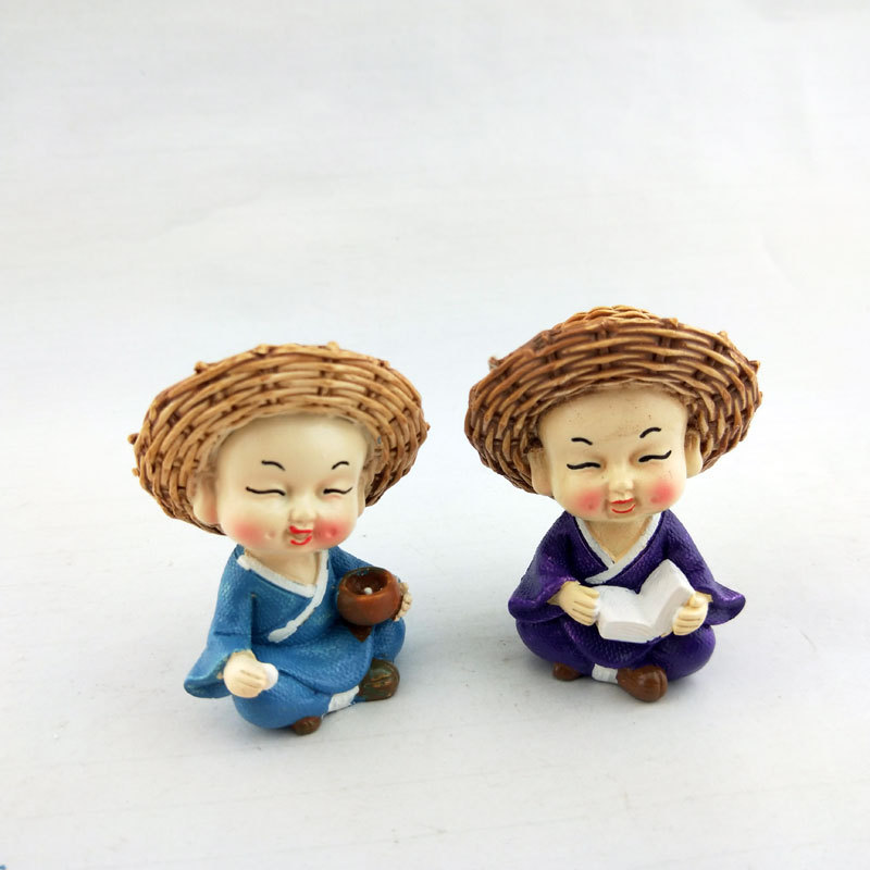 草帽和尚汽车小摆件  家居树脂工艺品装饰摆件 新款创意草帽和尚详情14