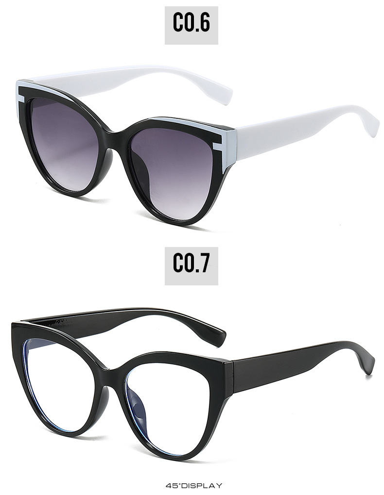 2024 New cross-border color-blocking sunglasses for women with large faces to look slimmer, cat-eye fashionable and versatile sunglasses for sun protection and shading pic 11