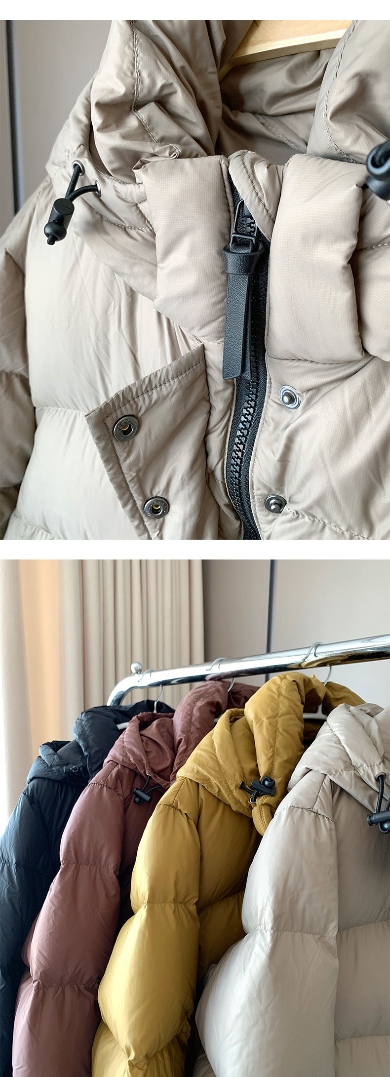 The cold-proof magic weapon, the 700-peng 90 white goose down thickened warm loose short hooded bread down jacket for women in winter pic 12