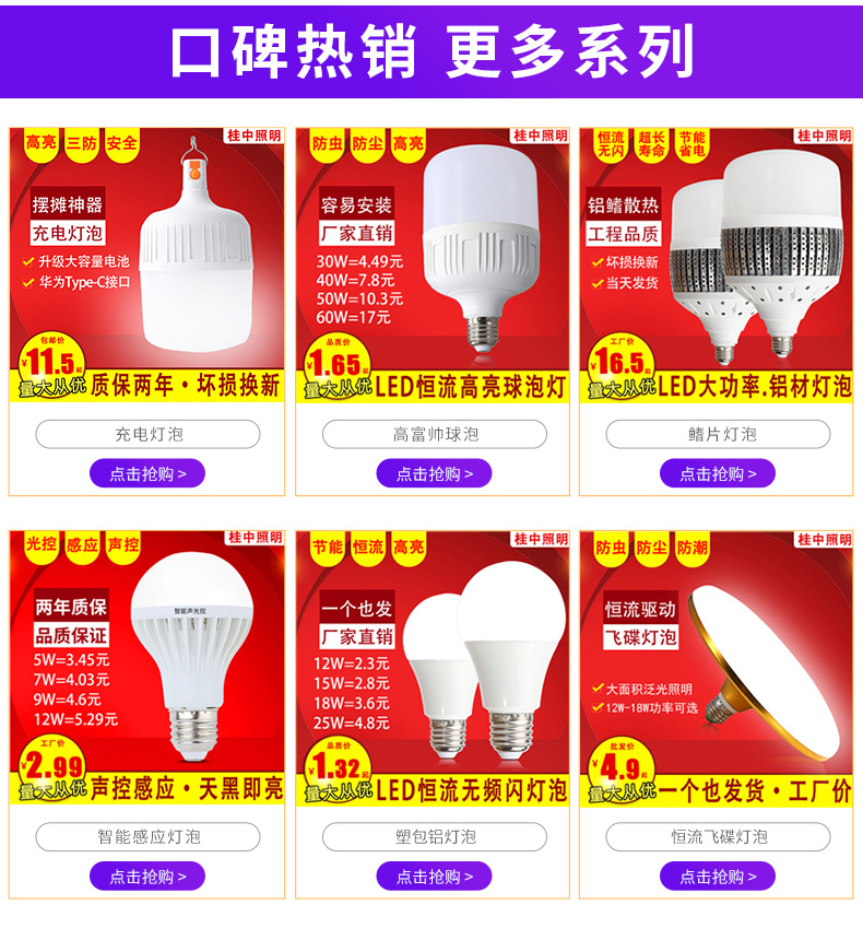批发led灯泡高富帅LED球泡灯 led灯泡塑料球泡灯e27螺口家用照明详情49
