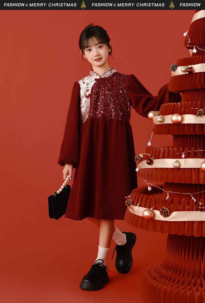 女童复古中国风2024秋冬新款刺绣儿童礼服公主裙典雅中大童连衣裙详情10