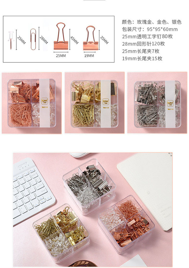 Lidemei InS-style rose gold electroplated pin Long tail clip paper Clip multi-functional creative office set pic 7