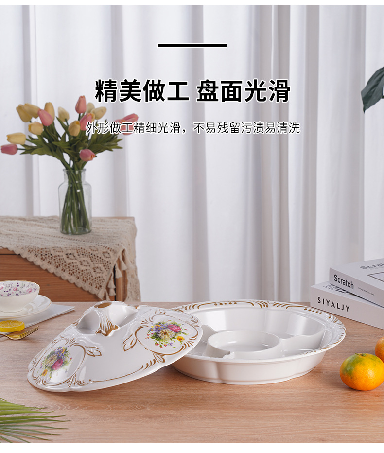 带座旋转蒙古包糖果盒仿瓷糖果盒家用零食干果盒密胺水果盘碗彩盒详情11