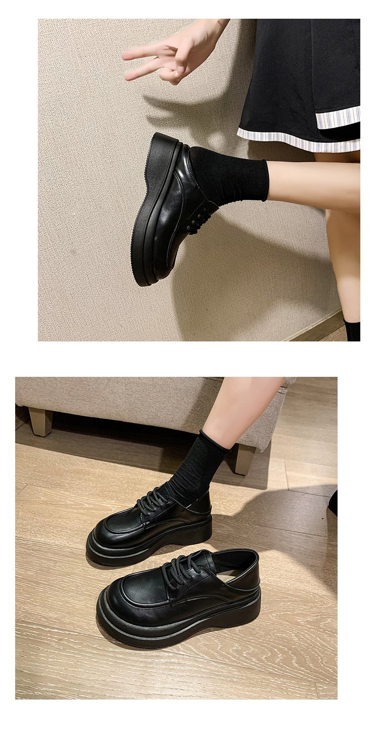 韩版简约休闲乐福鞋女2022秋季新款英伦风厚底单鞋时尚系带小皮鞋详情17