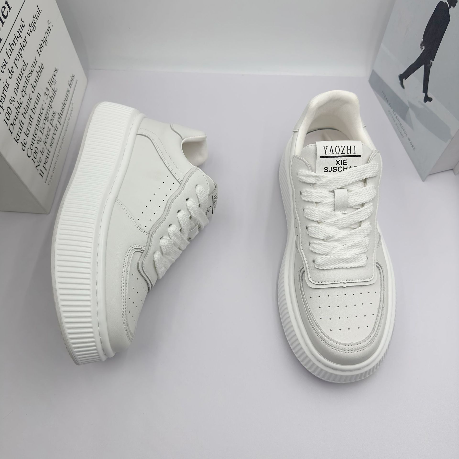 厚底小白鞋男休闲百搭增高2024新款板鞋纯色简约透气白色鞋子详情10