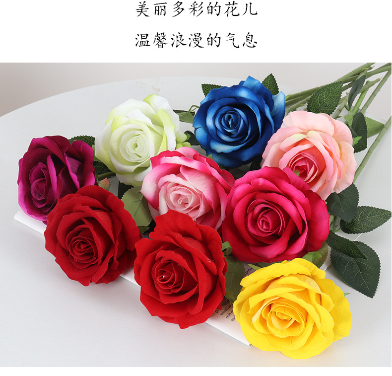 仿真绒布玫瑰花珍珠玫瑰居家酒店婚礼情人节玫瑰花墙装饰绢花假花详情11