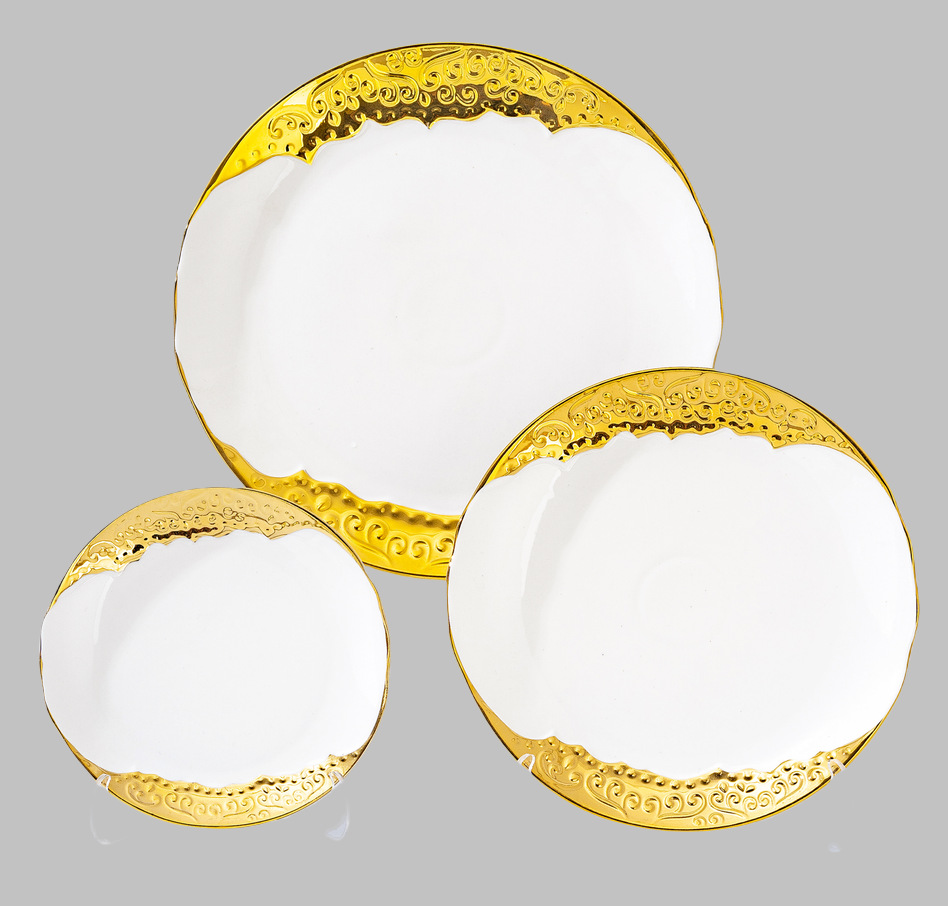 Light luxury ceramic tableware set, high-end gold-plated plates with gold edges, wholesale pic 1