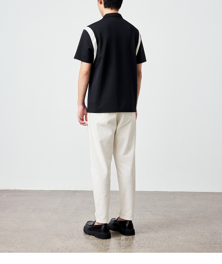 墨麦客250g横纹肌理短袖polo衫男2025夏新款简约撞色男士t恤71245详情30