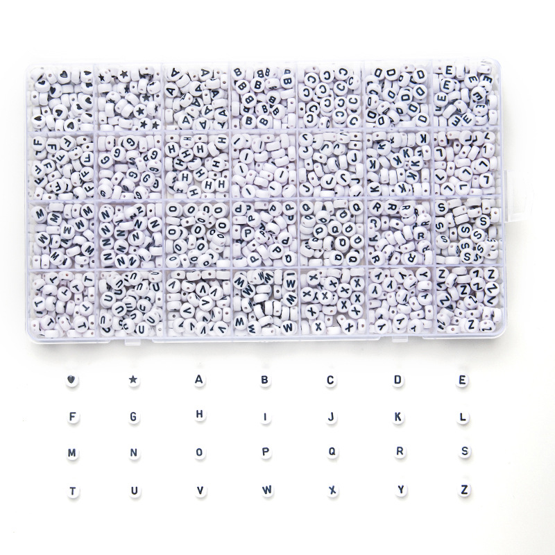 跨境亚马逊爆款28格盒装4X7亚克力彩色字母珠儿童早教diy饰品配件详情8