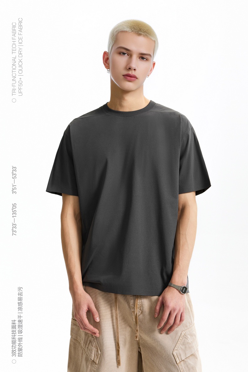 捷展男装|3D超声波压胶T恤2025春夏新品UPF50+通勤防晒速干短袖男详情28