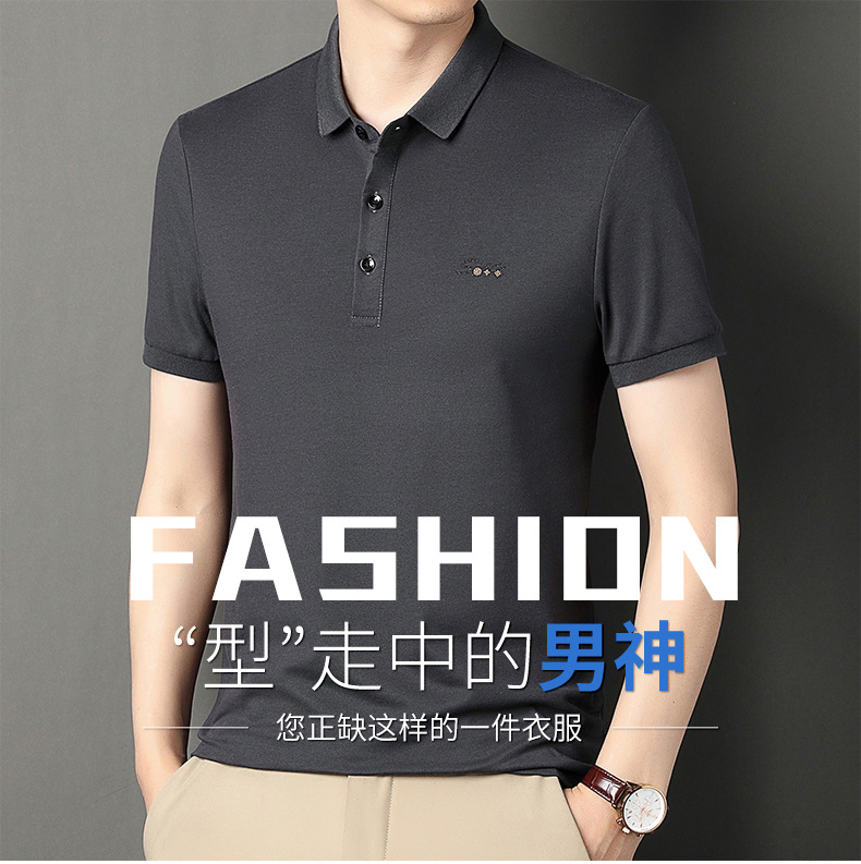 Verano 2024 solapa hombre camiseta de manga corta de algodón Polo hombre casual basis solid color tops wholesale pic 1