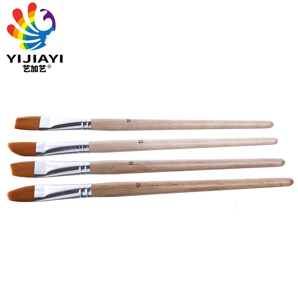 YIJIAYI 6-piece set of water-clear wooden pen barrel, aluminum tube and artificial fiber bristles oil painting brush. The head shape is available for selection pic 10