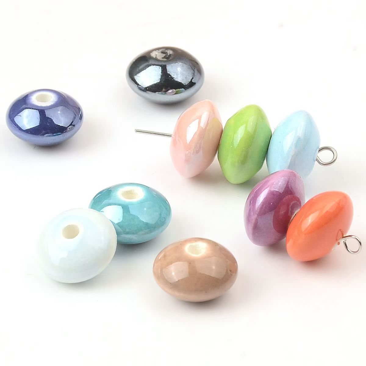 Simple and colorful ceramic pearlescent surface fish five-petal flower beads scattered beads diy handcrafted beaded bracelet decoration accessories pic 11