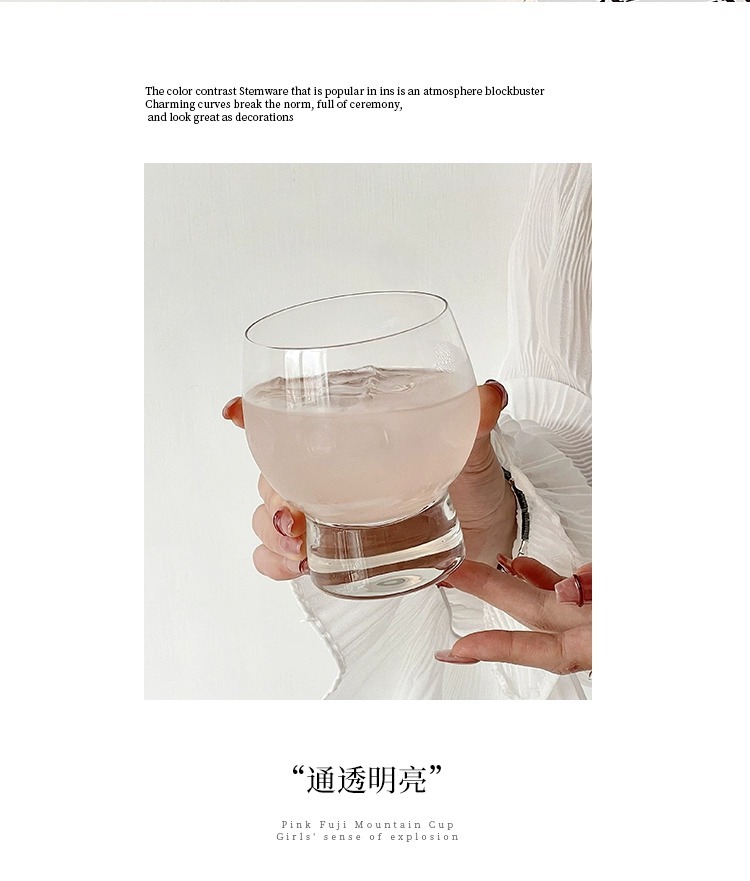 新款豪华高台透明鼓鼓杯小众设计玻璃杯威士忌酒杯冷饮果汁咖啡杯详情9