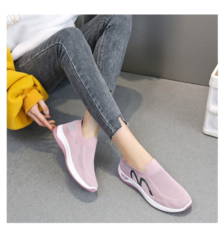 2023新款飞织一脚蹬袜子口休闲女鞋按摩底透气妈妈鞋健步运动鞋详情26