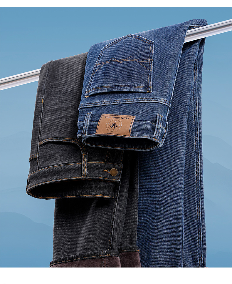 商务休闲款真超绒弹力男牛仔裤 高端加绒加厚秋冬宽松直筒保暖长裤 精选面料质感卓越详情24