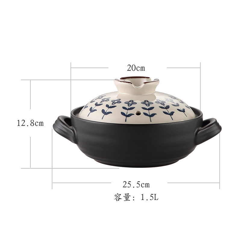 Wide-mouthed clay pot Japanese-style hand-painted home coarse earthenware stewing pot heat-resistant ceramic 煲仔饭 open flame small earthenware pot for one person pic 22