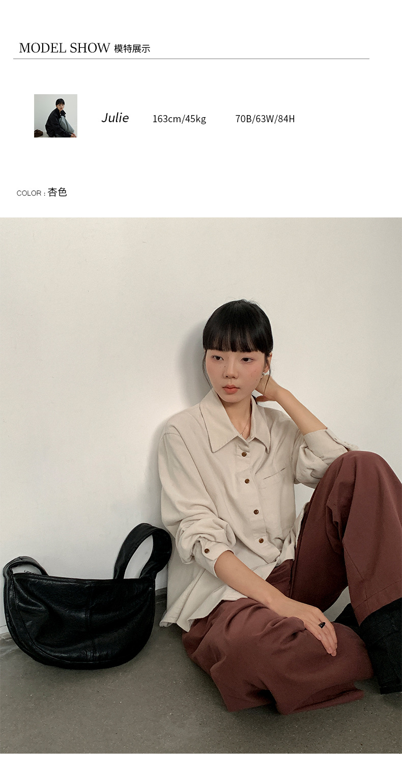 6UP2024早秋韩系全棉绒面衬衫广州13行新款极简慵懒休闲ins90222详情8