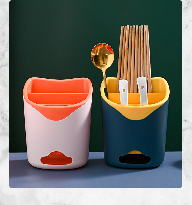 Wall-mounted chopstick holder for household use, no need for drilling, compartments 筷笼 kitchenware, soup spoons, large-capacity draining chopstick cage pic 7