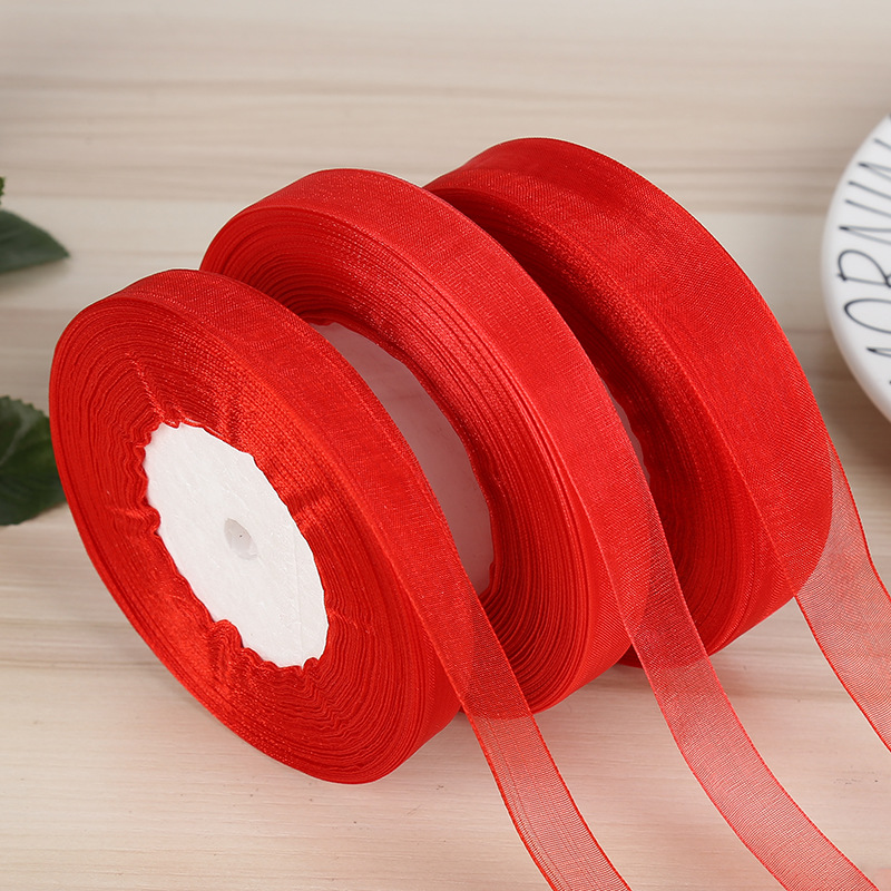 Red silk ribbon, bow, cake packaging cloth strip, gift strap, silk ribbon, satin ribbon, diy handmade decoration gift pic 7