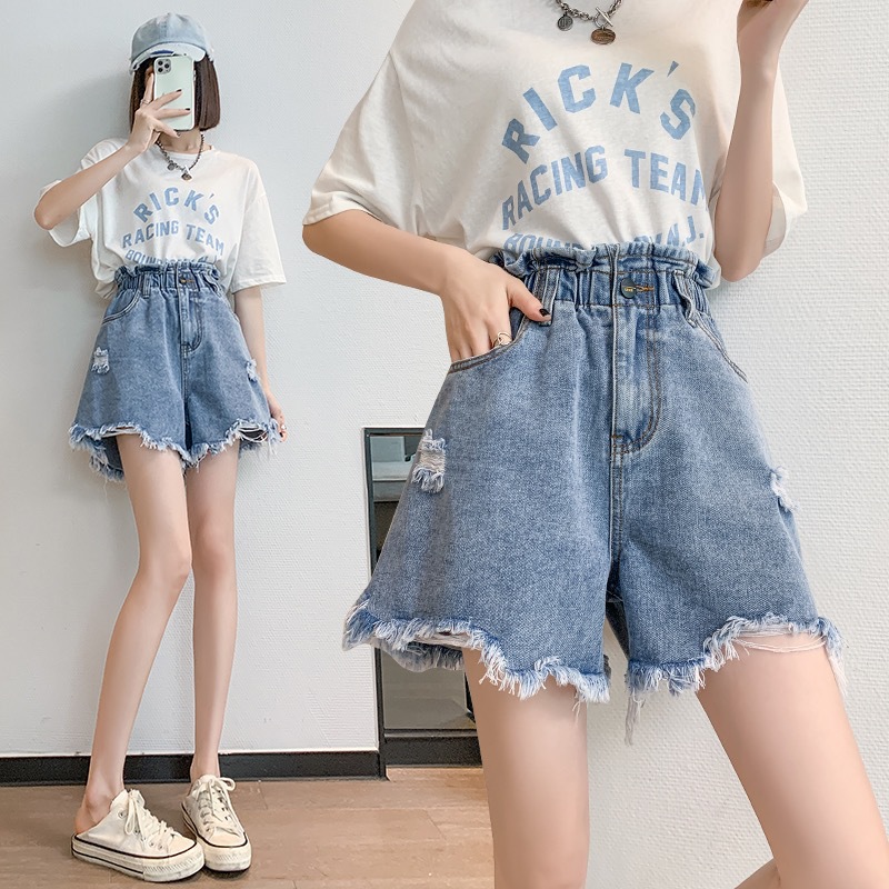 牛仔短裤女2023夏新款韩版高腰破洞显瘦女式牛仔短裤外贸直销批发详情31