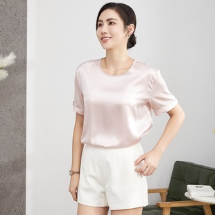 真丝t恤女无袖v领女式桑蚕丝背心女内搭春夏套头纯色上衣批发代发详情4