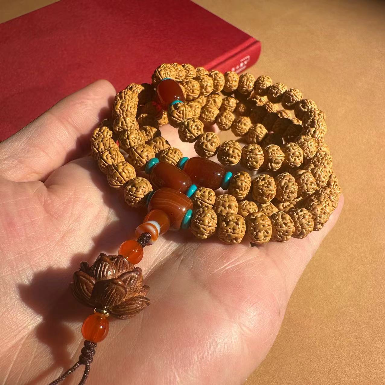 Nepalese Vajra Bodhi 108 prayer beads, carefully selected five-petal flesh texture small Vajra Bodhi beads, multi-ring bracelet, ethnic style Bodhi bracelet, cultural and artistic bracelet, cultural and artistic prayer beads bracelet, wholesale beads pic 14